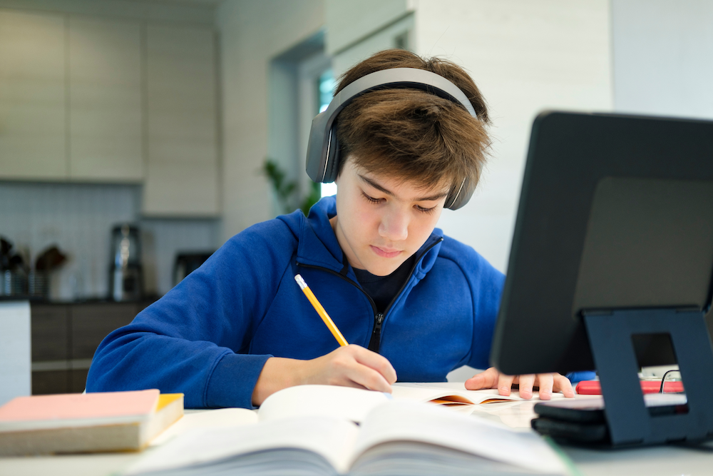 AP student studying at home
